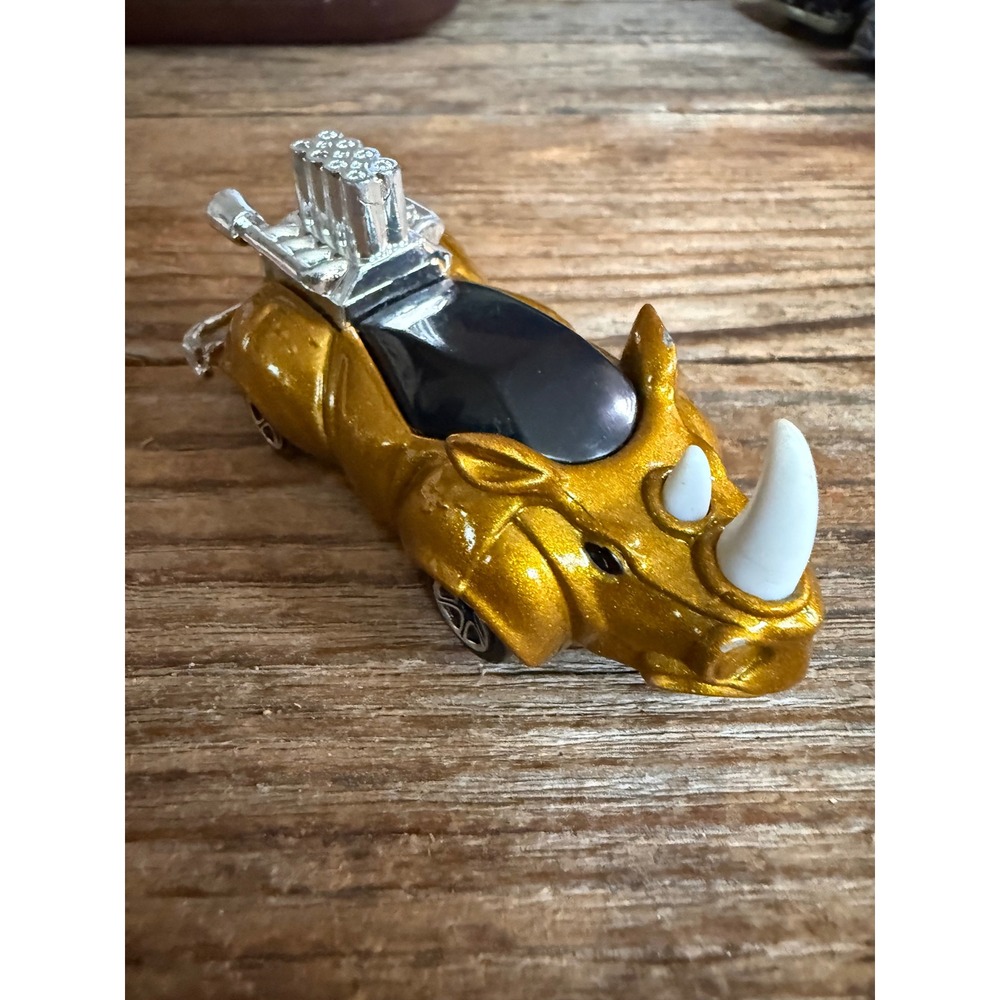 VTG 90s Matchbox Rhino Rod Diecast Car Gold Animal Toy Chrome Engine 1994